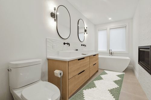 Hauteloom Djugun Outdoor Runner Rug - Outside Porch Patio Rug Carpet - Waterproof Rug - Geometric - Green, Cream, Gray, Off White, Bone - 2'7" x 12' in Scandinavian Neutral bathroom