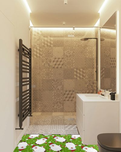 Cute Santa Claus Runner Rugs for Hallway Kitchen, Christmas Red Gnomes Washable Area Rug Non-Shedding Kitchen Mat Entry Carpet for Living Dining Playroom Nursery Laundry Bedside in White Tiled Bathroom