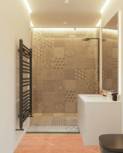 Chouhan International Natural Jute Green Bordered Rug Bohemian Rug Decor Rug Handwoven Rug Custom Rug Decorative Rugs in White Tiled Bathroom