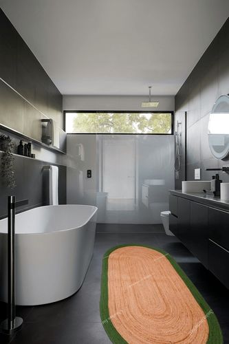 Chouhan International Natural Jute Green Bordered Rug Bohemian Rug Decor Rug Handwoven Rug Custom Rug Decorative Rugs in Black Modern Bathroom