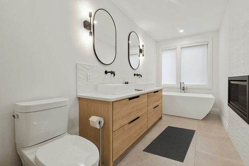 Cinder Gray Town Square  Living Room Runner in Scandinavian Neutral bathroom