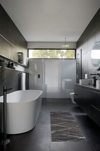 nuLOOM Thigpen Contemporary Runner Rug, 2' x 6', Dark Grey in Black Modern Bathroom