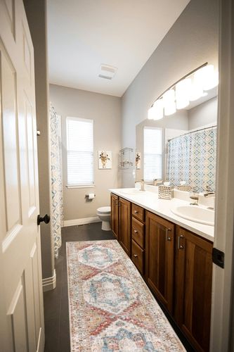 Lanffia Boho Rug Runner 2x8 Washable Vintage Distressed Hallway Runner Tribal Entry Throw Rug Non-Slip Low-Pile Indoor Accent Rug Runner for Front Entrance Kitchen Laundry,Yellow/Multi in Wooden and Grey Bathroom