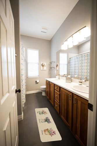 Artoid Mode Tulip Lavender Hydrangea Flowers Spring Kitchen Mats Set of 2, Home Decor Low-Profile Kitchen Rugs for Floor - 17x29 and 17x47 Inch in Wooden and Grey Bathroom