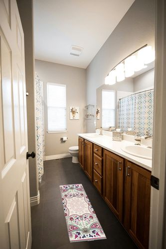 Kitchen Mats Runner for Hallways,Boho Abstract Floral Print Bohemian Pink Green Washable Non Skid Rubber Dots Rug for Laundry Room,Bathroom,Washroom 15.7x47.2inch in Wooden and Grey Bathroom