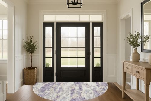 Addison Rugs Indoor/Outdoor Accord AAC36 Purple Washable 8' x 8' Round Rug in White Transitional Foyer