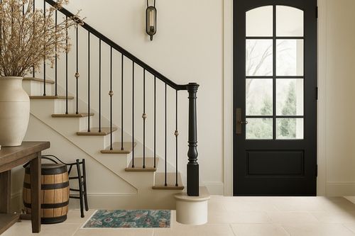 Morebes Floral Small Rugs for Entryway,2x3 Rug Non Slip, Washable Entry Rugs for Inside House,Non Shedding Paisley Design Indoor Throw Carpet for Bedroom Bathroom Dorm, Teal Blue in Foyer with Stairs