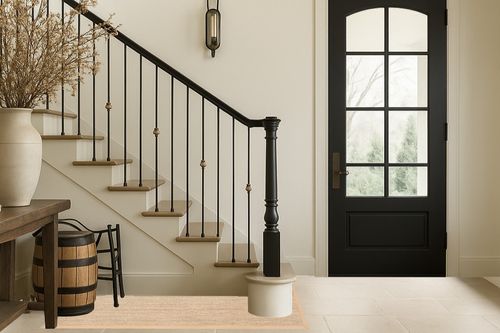 ‎Beige ‎Farmhouse ‎Non Slip ‎Kitchen, Bedroom, Living Room, Hallway, Dining Room ‎Area Rug in Foyer with Stairs