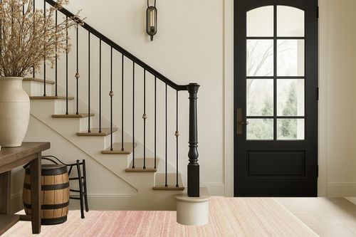 SAFAVIEH Adirondack Collection Area Rug - 9' x 12', Pink & Ivory, Modern Ombre Design, Non-Shedding & Easy Care, Ideal for High Traffic Areas in Living Room, Bedroom (ADR142U) in Foyer with Stairs