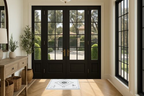 Lahome Washable Aztec Area Rug in Traditional Elevated Foyer