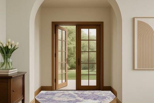 Addison Rugs Indoor/Outdoor Accord AAC36 Purple Washable 8' x 8' Round Rug in Transitional Foyer