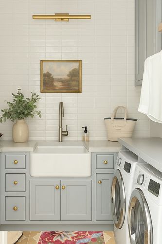 Beeiva Kitchen Runner Rug Non Slip, 2x5 Red Floral Laundry Room Rug, Modern Small Bedside Porch Rug Machine Washable Rug for Entryway Bedroom Kitchen Floor Mats for in Front of Sink in Blue Laundry Room