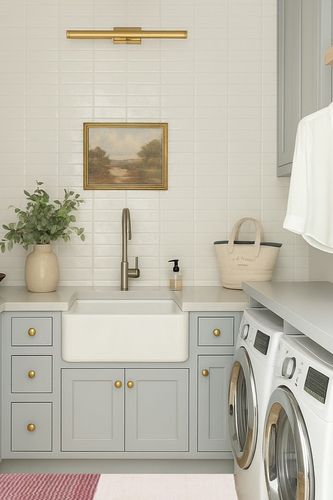 SAFAVIEH Orwell Collection Area Rug - 8' x 10', Rust & Yellow, Mid-Century Modern Abstract Design, Non-Shedding & Easy Care, Ideal for High Traffic Areas in Living Room, Bedroom (ORW368P) in Blue Laundry Room