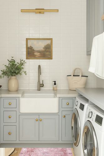 DECOMALL Runner Rug in Blue Laundry Room