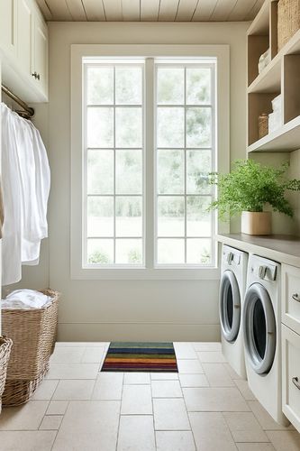 ‎Contemporary ‎Stain Resistant, Fade resistant, Durable, Washable Rug in Natural Laundry Room