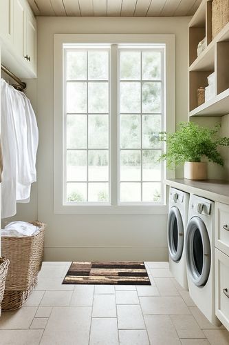‎Chocolate ‎Modern, Eclectic, Casual, Transitional ‎Cushioned ‎Area Rug in Natural Laundry Room