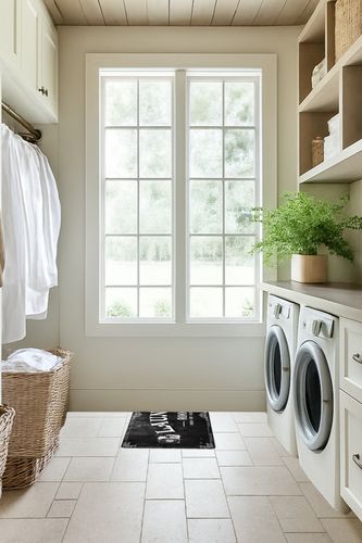 SHUNLCD Farmhouse Laundry Room Rug Runner Non Slip Laundry Mats, Washable Kitchen Floor Mat Bathroom Laundry Room Decor Accessories 20"X59" (Black) in Natural Laundry Room