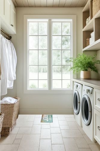 HUAHOO Laundry Room Rug Washable Non Slip Kitchen Floor Mat Washhouse Rugs Floor Carpet Kitchen Runner (16"x48") in Natural Laundry Room