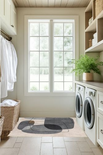 nuLOOM Rylee Abstract Machine Washable Indoor/Outdoor Area Rug, 5x8, Grey in Natural Laundry Room