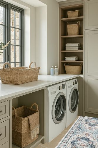 Madane Washable Runner Rug - 2x6 Rug Runners for Hallways 6 Feet Non Slip Vintage Kitchen Runner Rug Ultra-Thin Bathroom Runner Rugs Carpet Laundry Room Bedroom (2x6ft, Blue) in Sage Green Laundry Room