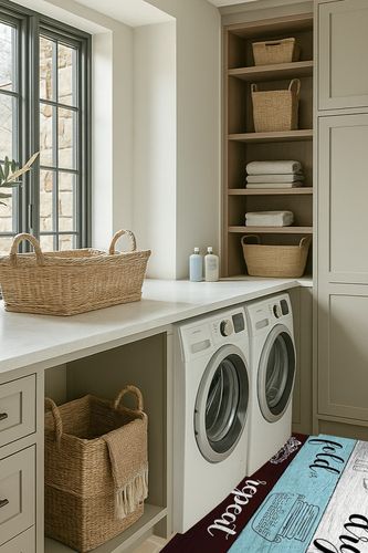 Indoor Area Rug, Laundry Room Non Slip Carpet Pad Bathroom Mat, Wash Dry Fold Repeat Splicing Colorful Wood Kitchen Runner Area Rug for Bedroom/Living Room/Kids Room 3'x5' in Sage Green Laundry Room