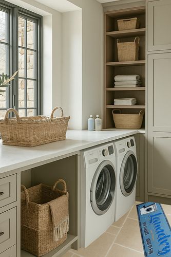 Carvapet Laundry Room Decorative Printed Runner Rug (20"x59", Blue & Rust) in Sage Green Laundry Room
