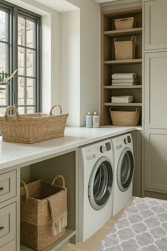 Grey Moroccan Non Slip Laundry Room, Bathroom, Kitchen, Bedroom Area Rug in Sage Green Laundry Room