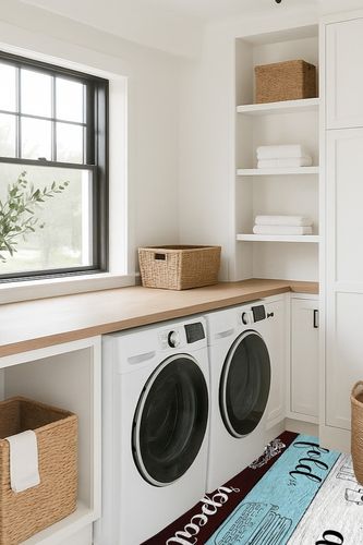 Indoor Area Rug, Laundry Room Non Slip Carpet Pad Bathroom Mat, Wash Dry Fold Repeat Splicing Colorful Wood Kitchen Runner Area Rug for Bedroom/Living Room/Kids Room 3'x5' in Traditional Laundry Room