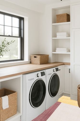 SAFAVIEH Orwell Collection Area Rug - 8' x 10', Rust & Yellow, Mid-Century Modern Abstract Design, Non-Shedding & Easy Care, Ideal for High Traffic Areas in Living Room, Bedroom (ORW368P) in Traditional Laundry Room