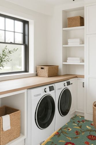 ‎Floral Seafoam ‎Contemporary ‎Non Slip ‎Laundry Room, Bathroom, Kitchen, Living Room, Hallway ‎Runner in Traditional Laundry Room