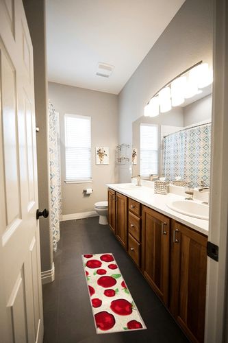 Magstonee Non-Slip Rubber Backing Kitchen Rugs 3 Piece Carpet Doormat Rug Sets (3pcs) in Wooden and Grey Bathroom