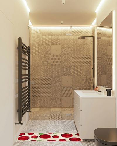 Magstonee Non-Slip Rubber Backing Kitchen Rugs 3 Piece Carpet Doormat Rug Sets (3pcs) in White Tiled Bathroom