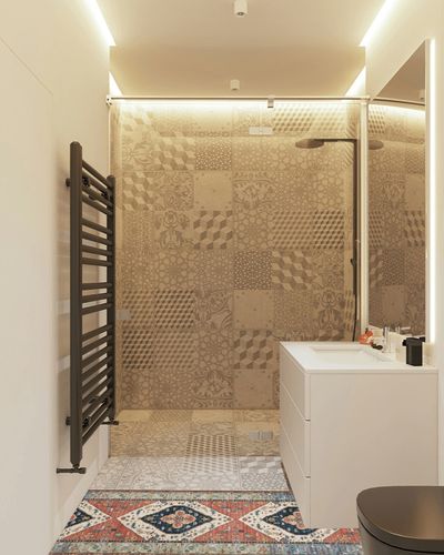 Beeiva Washable Runners for Hallways, 2x6 Vintage Tribal Medallion Bathroom Kitchen Runner Rugs with Rubber Backing, Boho Runner Rug for Hallways Bedroom Entryway Laundry Room in White Tiled Bathroom