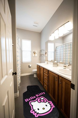 Plasticolor 001502R01 Sanrio Hello Kitty Collage Universal Fit Car Truck SUV Front Floor Mats Pair in Wooden and Grey Bathroom