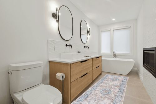 Bloom Rugs Caria Washable Non-Slip 10 ft Runner - Beige/Ocean Blue Runner for Entryway, Hallway, Bathroom and Kitchen - Exact Size: 2'6" x 10' in Scandinavian Neutral bathroom