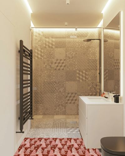 Kitchen Rugs Long Floor Door Mats Absorbent Entryway Rug Merry Christmas Pink Xmas Tree Indoor Carpet Non-Slip Area Runner,Seamless Winter Snowflake Entrance Doormat for Bedroom Bathroom in White Tiled Bathroom