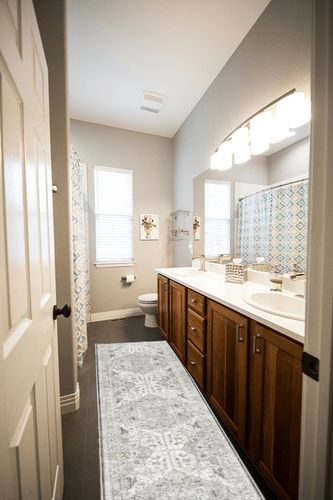 Madane Washable Runner Rug - 2x8 Runners for Hallways Kitchen Non-Slip Runner Rugs Ultra-Thin Laundry Room Rug Throw Carpet Runner for Entrance Living Dinning Room Foyer (Brown/Ivory, 2 x 8) in Wooden and Grey Bathroom