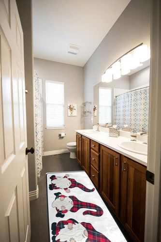 Cheerful Gnomes Red Plaid Area Rug Non Skid, Christmas Washable Hallway Runner Rugs Laundry Room Rug Mats Soft Kitchen Absorbent Floor Mat Carpet for Entrance Bedroom Living Room 72x24in in Wooden and Grey Bathroom