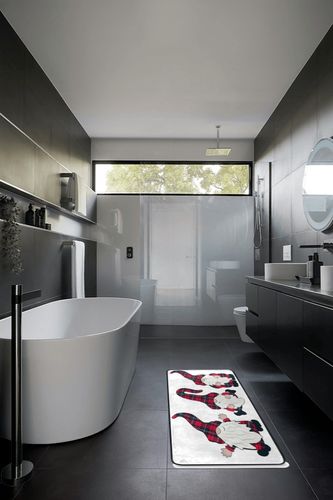 Cheerful Gnomes Red Plaid Area Rug Non Skid, Christmas Washable Hallway Runner Rugs Laundry Room Rug Mats Soft Kitchen Absorbent Floor Mat Carpet for Entrance Bedroom Living Room 72x24in in Black Modern Bathroom