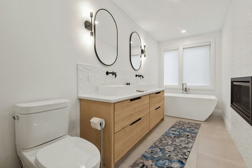 Rugshop Modern Floral Runner Rug 2' x 10' Blue in Scandinavian Neutral bathroom