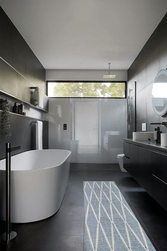 Erin Gates by Momeni River Beacon Denim Hand Woven Indoor Outdoor Area Rug, 2'3" X 8' Size Mat for Living Room, Bedroom, Dining Room, Nursery, Hallways, and Home Office in Black Modern Bathroom