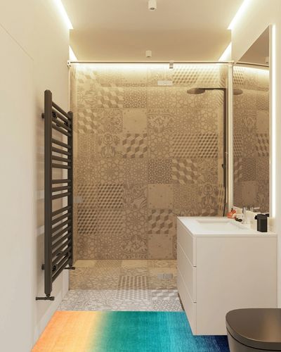 Wonnitar Washable Runner Rug for Hallway 2x6,Modern Ombre Kitchen Non-Slip Rug Runner,Contemporary Non-Slip Rainbow Abstract Laundry Carpet Runners for Bathroom Mud Room Entrance in White Tiled Bathroom