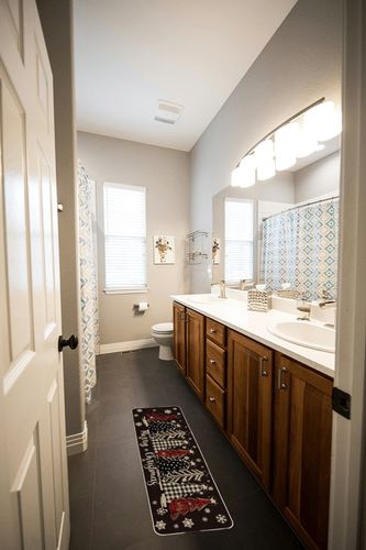 Artoid Mode Xmas Trees Snowflake Christmas Doormat, Winter Home Decor Low-Profile Switch Rug Door Mat Floor Mat for Indoor Outdoor 17x47 Inch in Wooden and Grey Bathroom