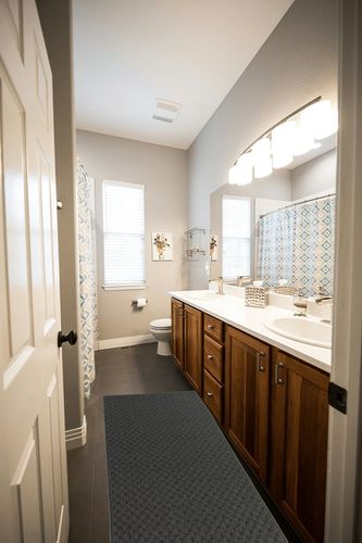 Cinder Gray Town Square  Living Room Runner in Wooden and Grey Bathroom