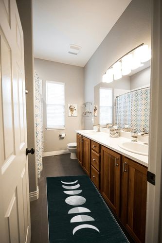 Lanffia Boho Hallway Runner Rug 2x5 Washable Moon Phase Rug Bohemian Soft Faux Wool Non-Slip Bedroom Runner Rug Lightweight Entry Runner Low Pile Witchy Rug for Kitchen Bathroom, Black/White in Wooden and Grey Bathroom