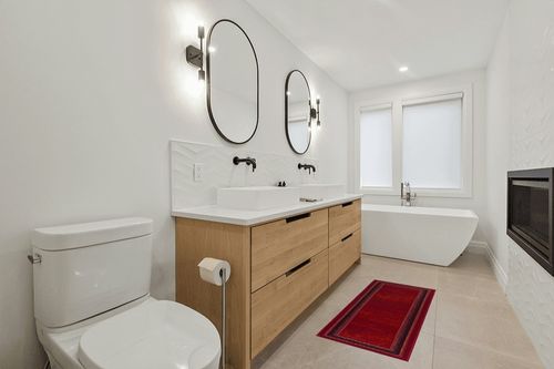 Antep Rugs Alfombras Bordered Modern 2x5 Non-Slip (Non-Skid) Low Pile Rubber Backing Kitchen Area Runner Rug (Maroon Red, 2' x 5') in Scandinavian Neutral bathroom