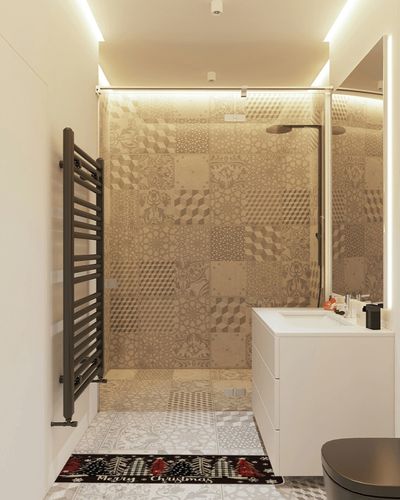 Artoid Mode Xmas Trees Snowflake Christmas Doormat, Winter Home Decor Low-Profile Switch Rug Door Mat Floor Mat for Indoor Outdoor 17x47 Inch in White Tiled Bathroom