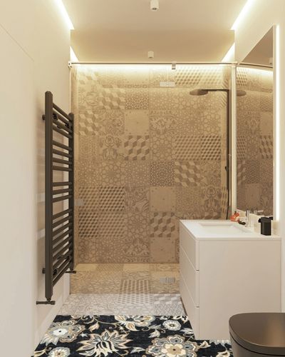 Lahome Floral Hallway Runner Rug - 2x6 Washable Non-Slip Carpet Runner, Throw Low-Pile Stain Resistant Laundry Room Rug Kitchen Runner Black Paisley Print Rug Runner for Bedroom Entryway Bathroom in White Tiled Bathroom