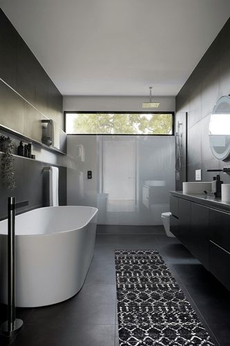 Moroccan Hype Boho Vintage Diamond Indoor Area-Rug in Black Modern Bathroom