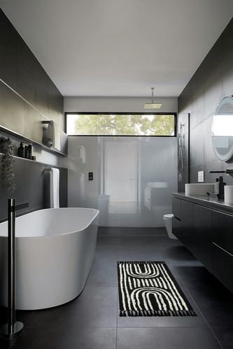 Lanffia Boho Kitchen Runner 2x5, Black and White Washable Rug Geometric Rainbow Tufted Hallway Runner Rug with Tassels Minimalist Cotton Accent Rug for Living Room Bedroom Laundry Room Bathroom Porch in Black Modern Bathroom